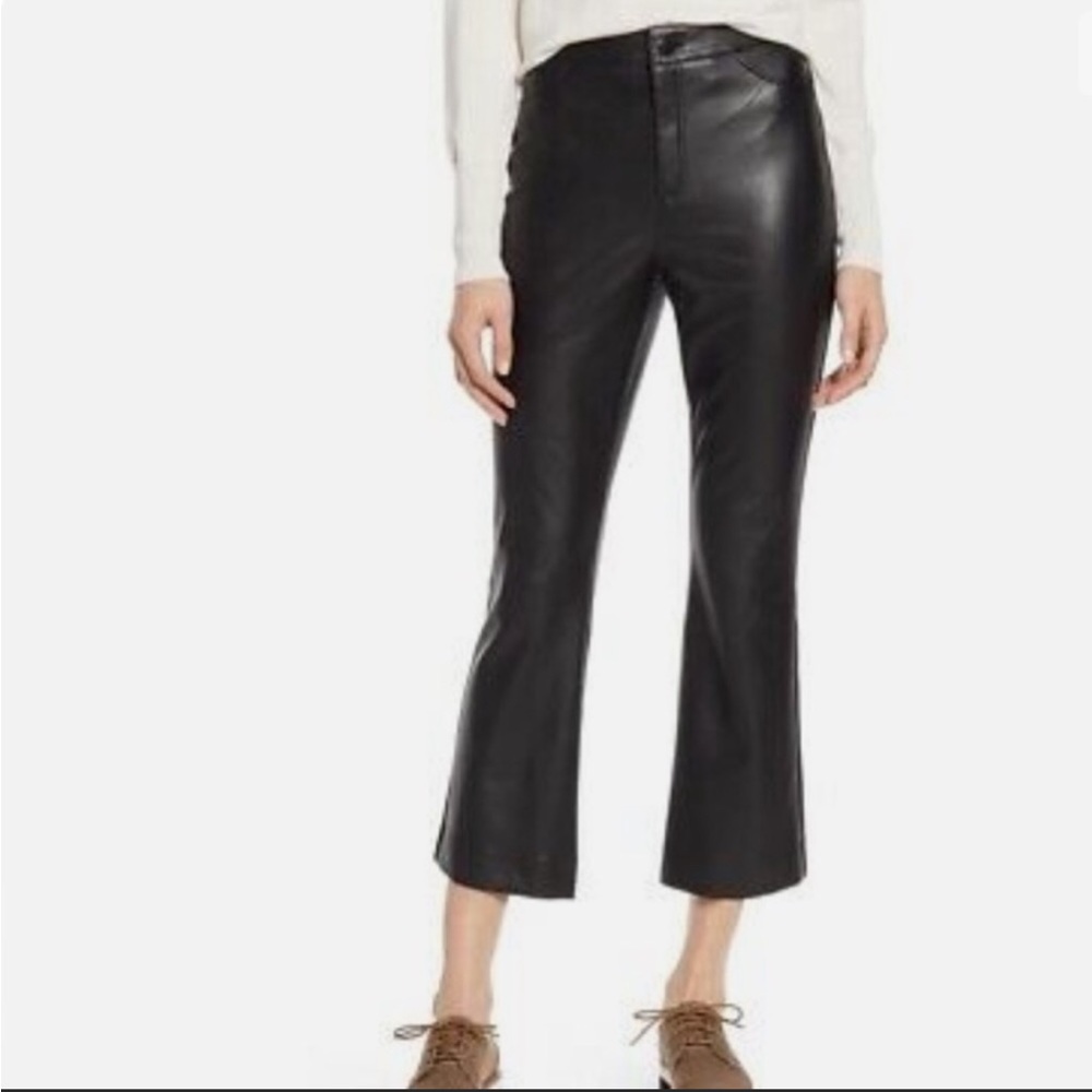 Halogen x Atlantic Pacific Cropped Flare Faux Leather pants